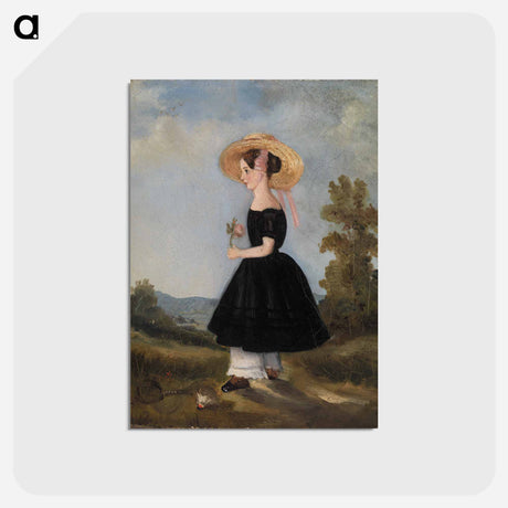 アートポストカード-Peasant Girl with Hat in Landscape
 - バーンズ・コレクション Postcard.