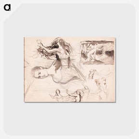 アートポストカード-Luonnoksia maalaukseen nuorukainen ja vedenneito - アルバート エーデルフェルト Postcard.