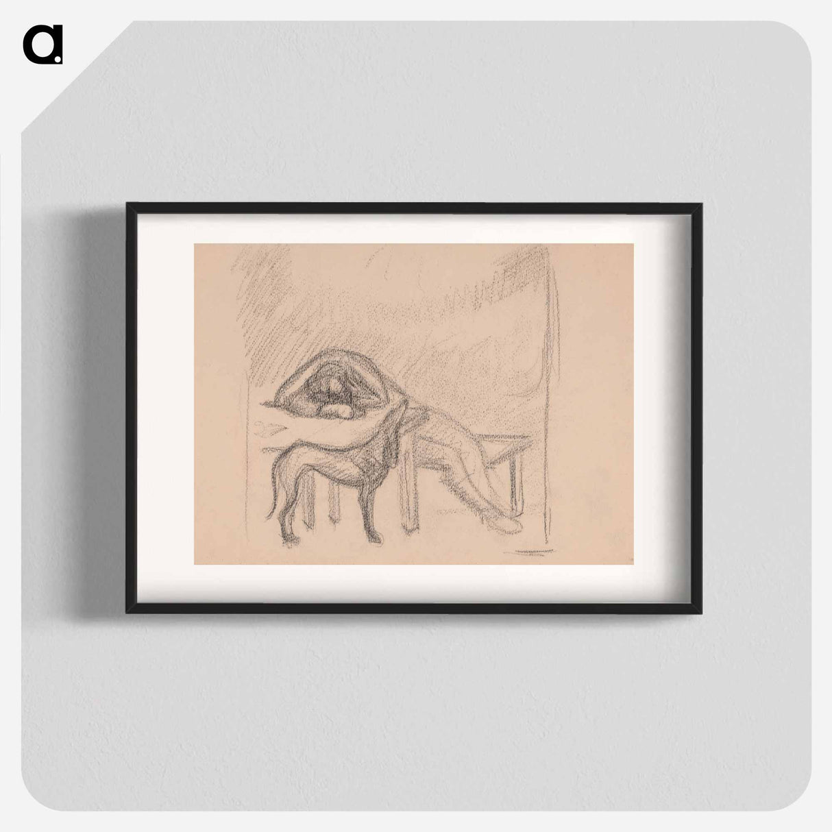 A dog and a sleeping figure, and an unfinished portrait - アーノルド ピーター ワイズ クビンチャン Poster.