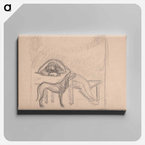 アートパネル-A dog and a sleeping figure, and an unfinished portrait - アーノルド ピーター ワイズ クビンチャン Canvas.