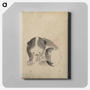 アートパネル-A Cat cleaning its claws - 葛飾 北斎 Canvas.