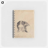 A Cat cleaning its claws - 葛飾 北斎 Memo.