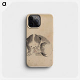 A Cat cleaning its claws - Katsushika Hokusai Phone Case.