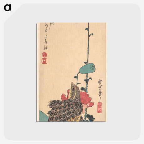 アートポストカード-A Pair of Quails and Poppies
 - 歌川 広重 Postcard.