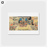 アートポストカード-Crowded Theater Hosting Performance of Sugawara Denju Tenarai Kagami
 - 歌川 国貞 Postcard.