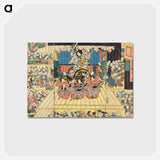 アートポストカード-Crowded Theater Hosting Performance of Sugawara Denju Tenarai Kagami
 - 歌川 国貞 Postcard.