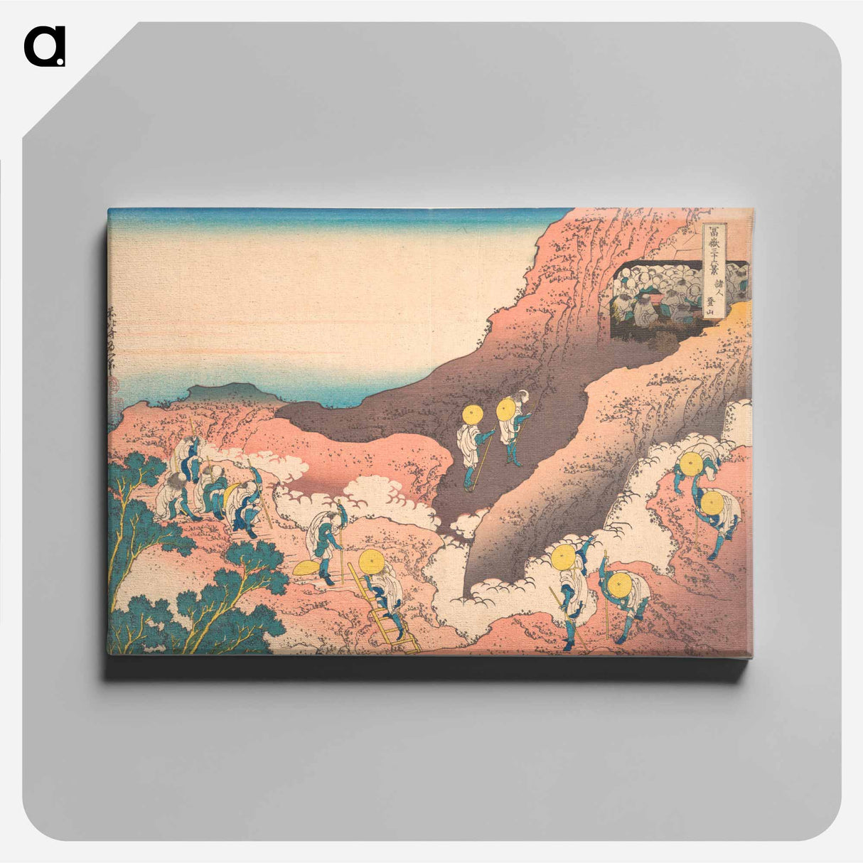 アートパネル-Groups of Mountain Climbers - 葛飾 北斎 Canvas.