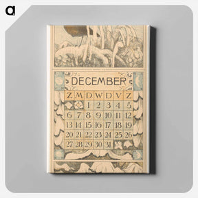 アートパネル-Kalenderblad december met slapend roodborstje - テオ ヴァン ホイテマ Canvas.