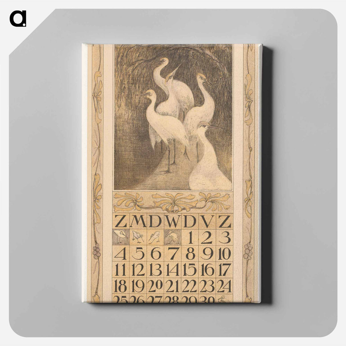 Kalenderblad september met kraanvogels - テオ ヴァン ホイテマ Canvas.