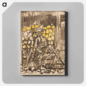 アートパネル-Sawing wood - アーノルド ピーター ワイズ クビンチャン Canvas.