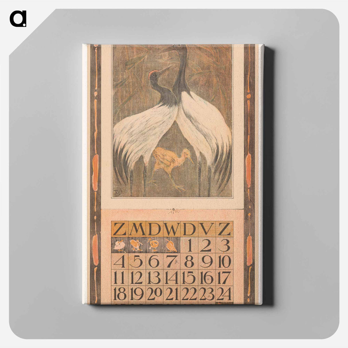 Kalenderblad juni met twee vogels en een kuiken - テオ ヴァン ホイテマ Canvas.