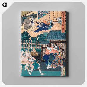 アートパネル-Act III: Enya Held from Attacking Moronao by Honzō; Kampei Sending Bannai Outside of the Castle to Receive Honzō's Gifts Said to Be from Wakasanosuke
 - 歌川 国貞 Canvas.
