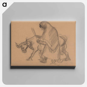 アートパネル-A woman with a cow - アーノルド ピーター ワイズ クビンチャン Canvas.