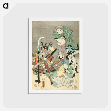アートポストカード-Actors as Ebisu, Fukurokuju, Benkei, Fox and Hunter in the Style of Ōtsu-e
 - 歌川 国貞 Postcard.