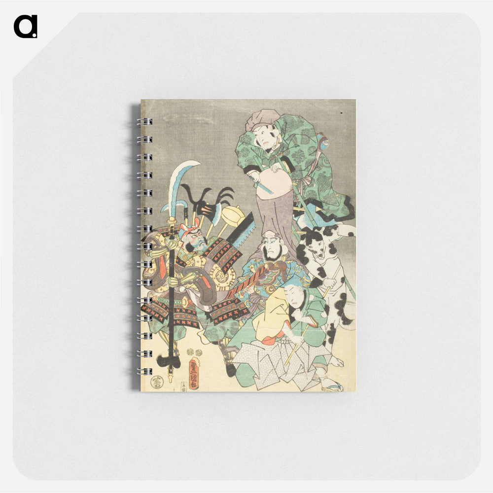 アートメモ帳-Actors as Ebisu, Fukurokuju, Benkei, Fox and Hunter in the Style of Ōtsu-e
 - 歌川 国貞 Memo.