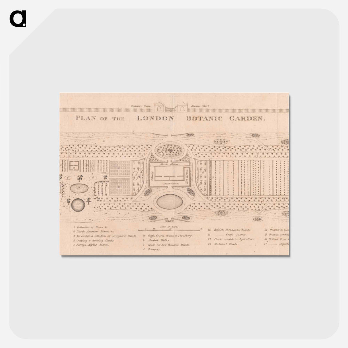 アートポストカード-Plan of the London Botanic Garden
 - イェール大学アートギャラリー Postcard.