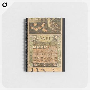 アートメモ帳-Kalenderblad voor mei 1913 met een eend met kuikens by Theo van Hoytema - テオ ヴァン ホイテマ Memo.