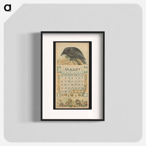 アートポスター-Kalenderblad voor maart 1914 met een kraai - テオ ヴァン ホイテマ Poster.