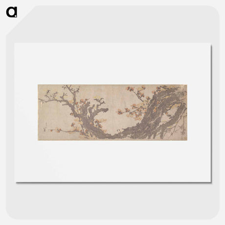アートポスター-Hokusai's Ancient Plum Tree in Bloom - 葛飾 北斎 Poster.