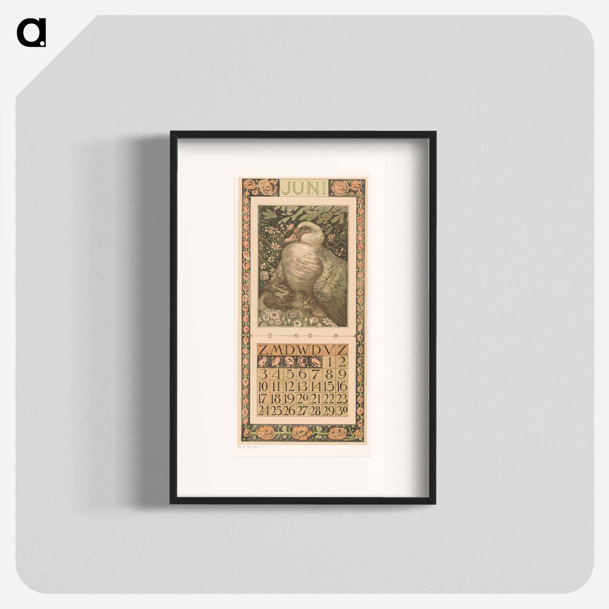 Kalenderblad juni met eend met jongen - テオ ヴァン ホイテマ Poster.