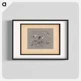Tekstblad met vogels, onder andere roerdomp, gans, ooievaar en kraai - テオ ヴァン ホイテマ Poster.