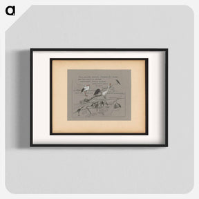 アートポスター-Tekstblad met vogels, onder andere roerdomp, gans, ooievaar en kraai - テオ ヴァン ホイテマ Poster.