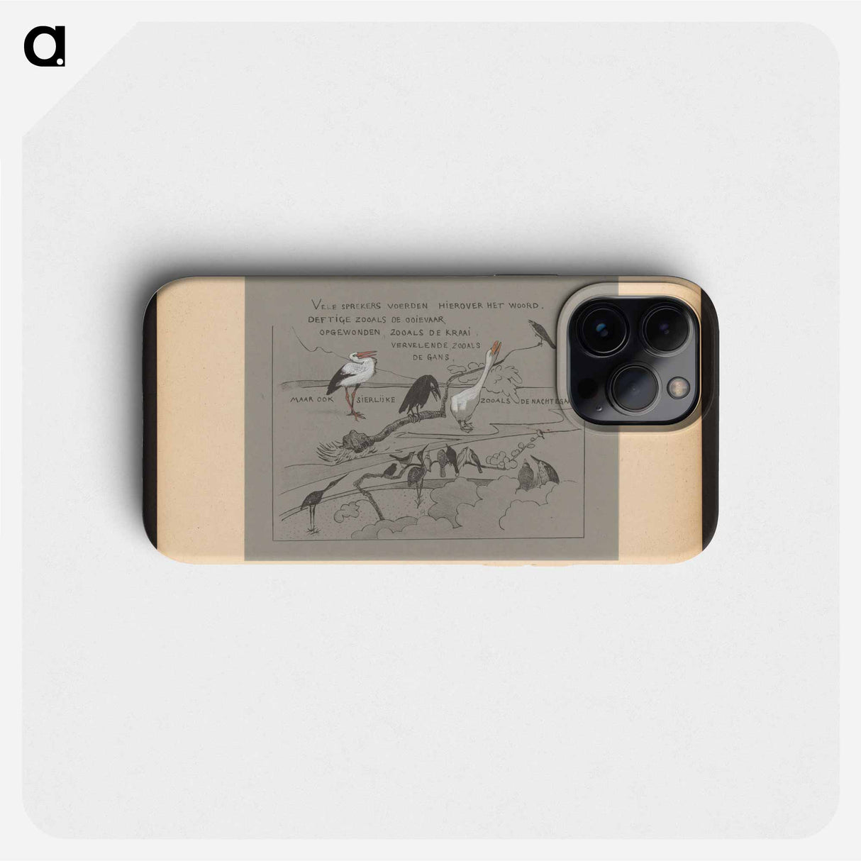 Tekstblad met vogels, onder andere roerdomp, gans, ooievaar en kraai - テオ ヴァン ホイテマ Phone Case.