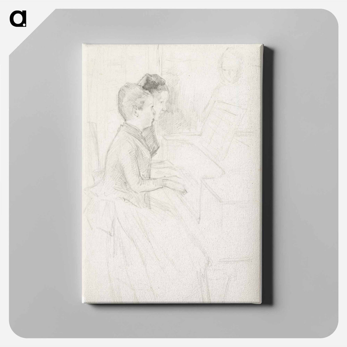 Kaksi tyttöä pianon ääressä - アルバート エーデルフェルト Canvas.