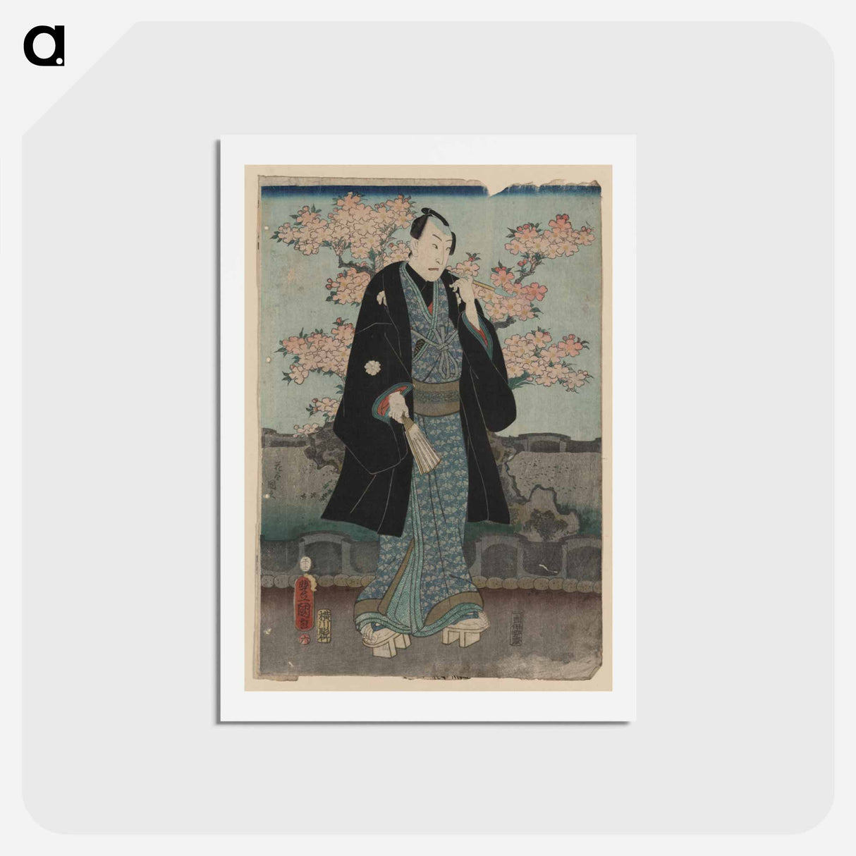アートポストカード-Actor Smoking Tobacco
 - 歌川 国貞 Postcard.