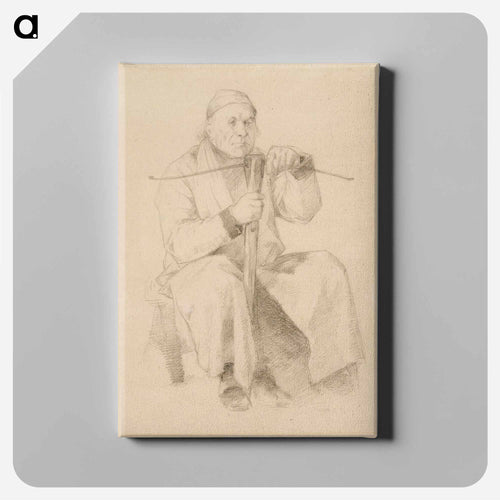 Istuva vanhus, käsissään varsijousi - Albert Edelfelt Canvas.