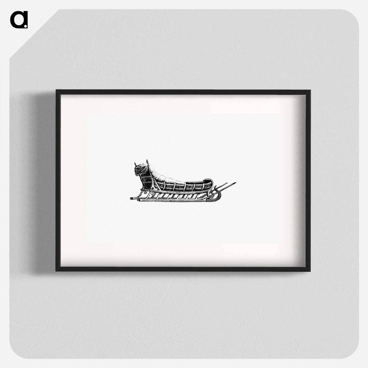 アートポスター-Sleigh Etching Illustration
 - 大英図書館 Poster.