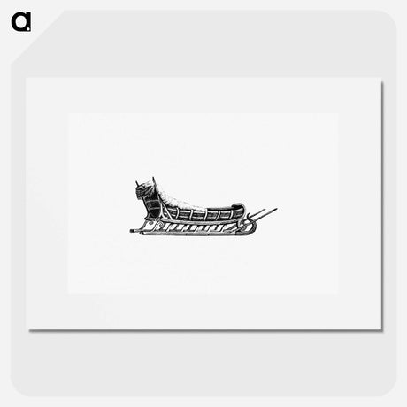アートポスター-Sleigh Etching Illustration
 - 大英図書館 Poster.