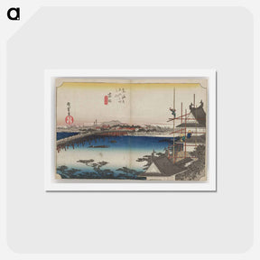 アートポストカード-River View with Bridge and Castle
 - 歌川 広重 Postcard.