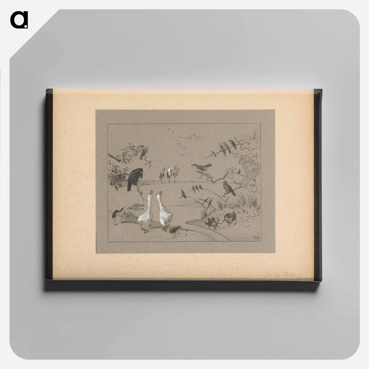 Verschillende vogelsoorten rond een vijver - テオ ヴァン ホイテマ Canvas.