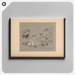 アートパネル-Verschillende vogelsoorten rond een vijver - テオ ヴァン ホイテマ Canvas.
