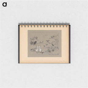 アートメモ帳-Verschillende vogelsoorten rond een vijver - テオ ヴァン ホイテマ Memo.