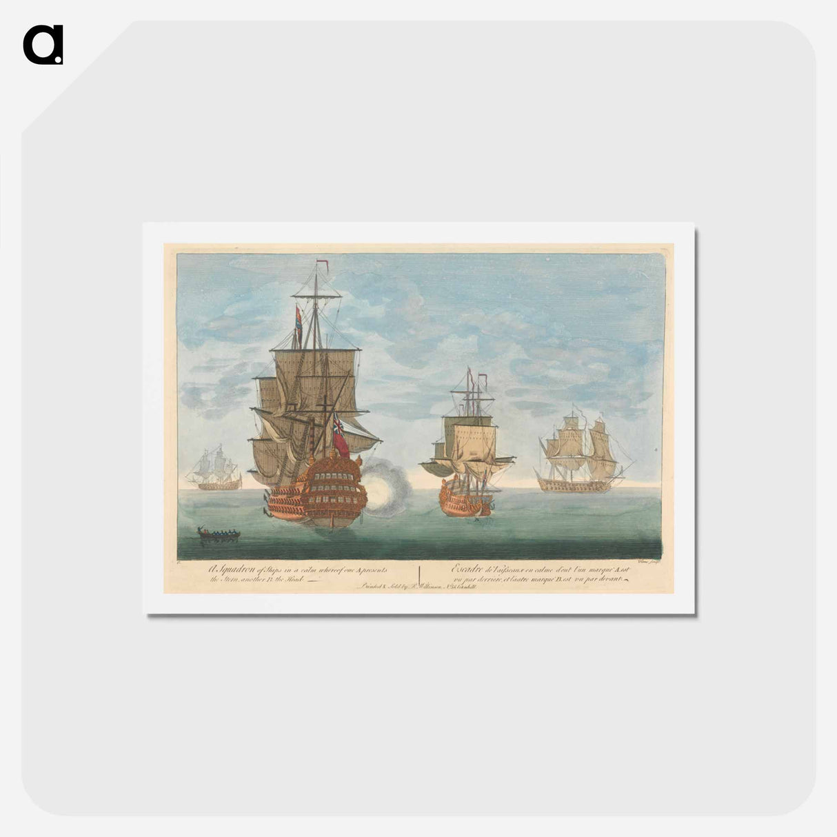 アートポストカード-A Squadron of Ships in a calm where of one, A. presents the Stern, another B. the Head
 - イェール大学アートギャラリー Postcard.