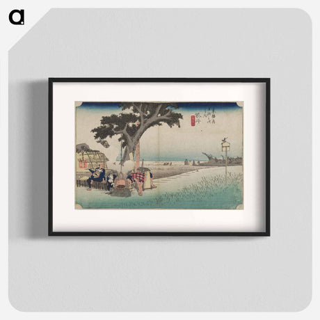 アートポスター-Travelers Resting by a Fire
 - 歌川 広重 Poster.