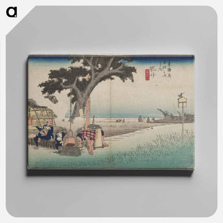 アートパネル-Travelers Resting by a Fire
 - 歌川 広重 Canvas.