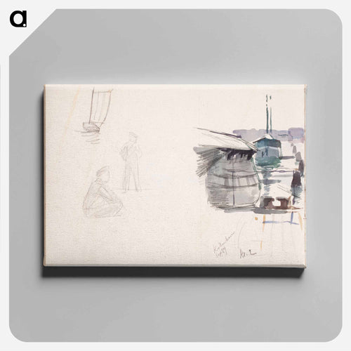 Luonnos maalaukseen kööpenhaminan ankkuripaikalta - Albert Edelfelt Canvas.