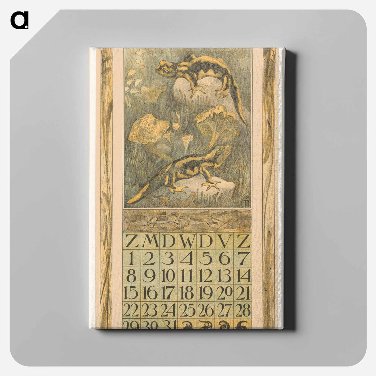 Kalenderblad oktober met salamanders - テオ ヴァン ホイテマ Canvas.