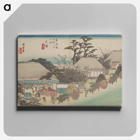 アートパネル-Oxen Hauling Loads Past a Tavern
 - 歌川 広重 Canvas.