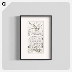 アートポスター-Kalenderblad september met aangeschoten vogel - テオ ヴァン ホイテマ Poster.