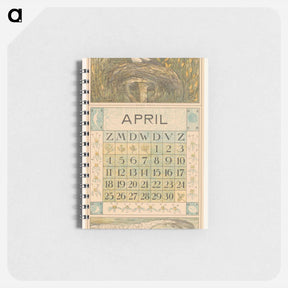 アートメモ帳-Kalenderblad april met ooievaar op het nest - テオ ヴァン ホイテマ Memo.