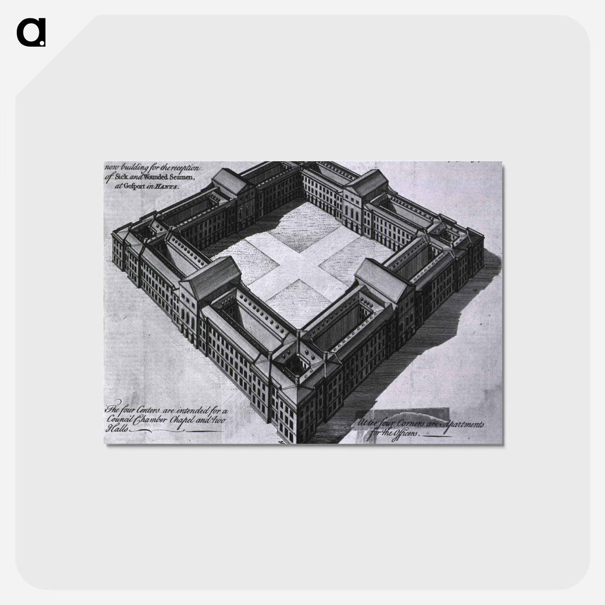 アートポストカード-Royal Hospital, Gosport: Perspective View
 - 国立医学図書館 Postcard.