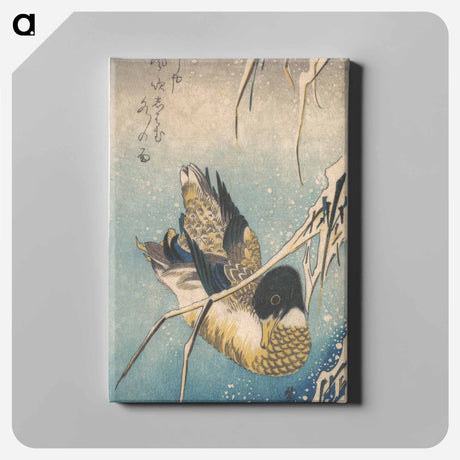 アートパネル-Mallard and Snow-covered Reeds
 - 歌川 広重 Canvas.