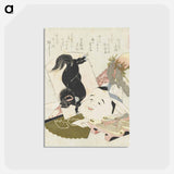 アートポストカード-A comparison of Genroku poems and shells - 葛飾 北斎 Postcard.