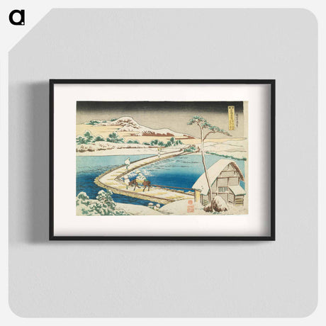 アートポスター-Old View of the Pontoon Bridge at Sano in Kōzuke Province - 葛飾 北斎 Poster.