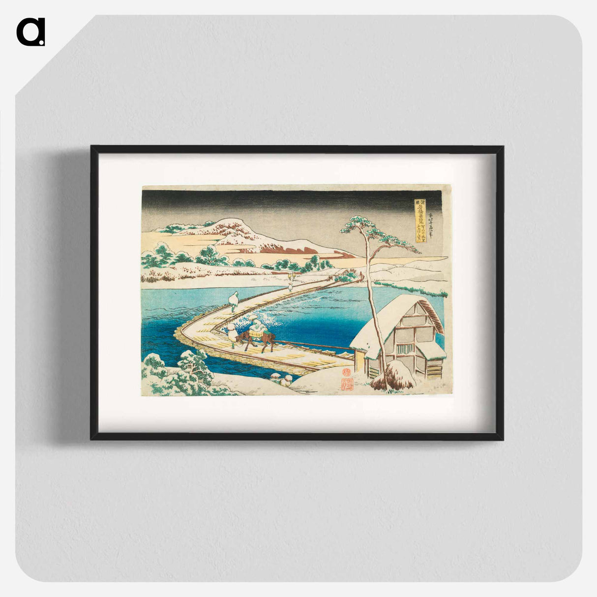 Old View of the Pontoon Bridge at Sano in Kōzuke Province - Katsushika Hokusai Poster.