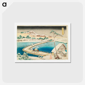 アートポストカード-Old View of the Pontoon Bridge at Sano in Kōzuke Province - 葛飾 北斎 Postcard.